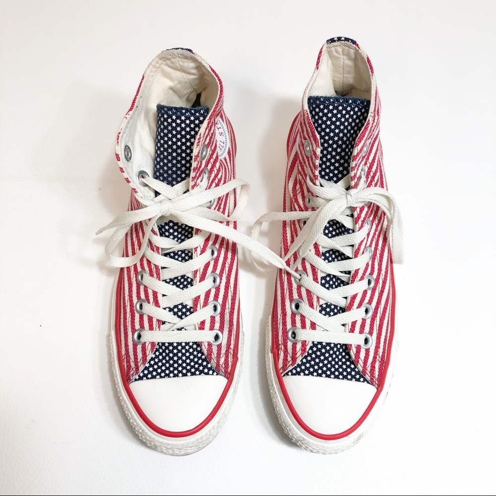 Converse Chuck Taylor All Star High Top Sneakers - Red/White/Blue - Picture 3 of 5